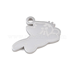304ステンレスペンダント  猫の形のチャーム  ハンドポリッシュ  ステンレス鋼色  14x19x1.4mm  穴：2mm&nbsp;SA-CBAE30B-05P