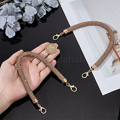 合金トパーズラインストーンバッグハンドル2個  バッグストラップ用交換アクセサリー用  ゴールドカラー  300x10mm&nbsp;DIY-PH0028-95G