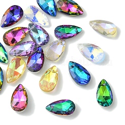 20色のファセットティアドロップガラスペンダント10個  ミックスカラー  16x9x5mm  穴：1mm  2個/カラー&nbsp;GLAA-YW0004-10