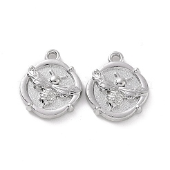 合金ペンダント  ビーチャーム付きフラットラウンド  プラチナ  17.5x16x3.5mm  穴：1.5mm&nbsp;FIND-A023-14P
