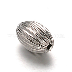 変色しにくい304ステンレススチール製波形ビーズ  ライス  ステンレス鋼色  12x8mm  穴：1.5mm&nbsp;STAS-I050-04