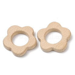 天然ブナ材の連結リング  マクラメ木製リング  花  バリーウッド  49x10mm&nbsp;WOOD-I017-10