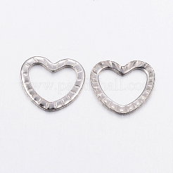 変色しにくい304ステンレススチール製リンクリング  ハート  ステンレス鋼色  6.5x7.5x0.5mm  内径：5.5x4mm&nbsp;STAS-I071-05P