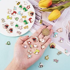 60本30スタイルアロイエナメルペンダント  ミックス型  ミックスカラー  11~22x13~21x2~3.5mm  穴：1.8~2.5mm  2個/スタイル&nbsp;ENAM-SZ0002-85
