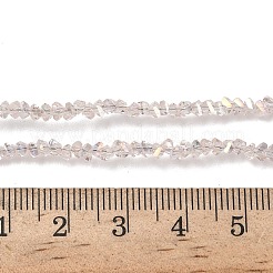電気メッキ透明ガラスビーズ連売り  三角形  多面カット  ABカラー  ミスティローズ  3x2x2mm  穴：0.7mm  約135個/連  9.21''（23.4センチメートル）&nbsp;EGLA-P061-04C-AB02