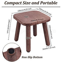 木製スツール  家庭用子供用スツール  正方形  サドルブラウン  236x236x245mm&nbsp;AJEW-WH0455-355B