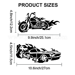 1 pc ペット中空アウト描画絵画ステンシル  アートペイントブラシ1本付き  DIYスクラップブック用  フォトアルバム  車  300x300mm&nbsp;DIY-MA0003-59C