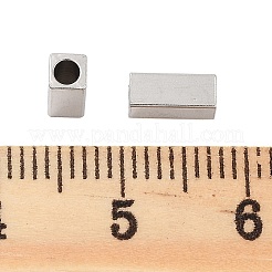 変色しない201ステンレススチールビーズ  直方体の  ステンレス鋼色  7x3x3mm  穴：2mm&nbsp;STAS-Z078-10P