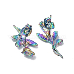 イオンプレーティング（IP）304ステンレススチールフラワーオブライフスタッドピアス（女性用）  虹色  24.5x10mm  ピン：0.7mm&nbsp;EJEW-F300-08MC