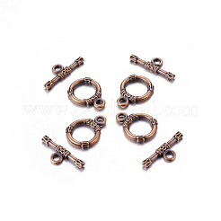 チベット風合金マンテル  リング  赤銅鉱  カドミウムフリー＆ニッケルフリー＆鉛フリー  リング：18x13x2mm  穴：2mm  バー：21x2mm  穴：2mm&nbsp;RLF10395Y-NF