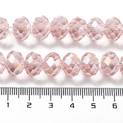 電気メッキガラスビーズセット  ABカラーメッキ  多面カット  ロンデル  ピンク  12x8mm  穴：1mm  約68~70個/連  58~59cm&nbsp;GR12MMY-59AB