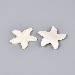 天然淡水貝の彫刻ペンダント  ヒトデのチャーム  貝殻色  31.5~33x32~34.5x3~4mm  穴：1.6mm&nbsp;SHEL-N038-34