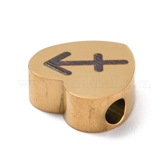 304ステンレススチールビーズ  星座模様のハート  ゴールドカラー  射手座  7.5x8x3mm  穴：2mm&nbsp;STAS-C060-01I-G