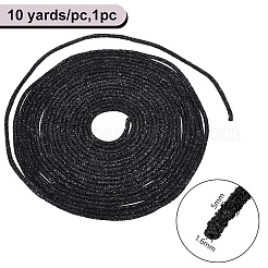 10 ヤード PVC 管状合成ゴムコード  中空パイプ  スパンコール入り  ブラック  5mm  穴：1.6mm&nbsp;RCOR-WH0003-04A