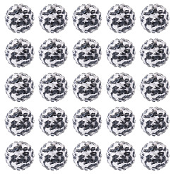 樹脂ラインストーンビーズラウンド30個入  内部のアクリルビーズで  ホワイト  18mm  穴：2.4mm&nbsp;OACR-TA0004-28B