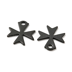 イオンプレーティング（IP）304ステンレススチールチャーム  クロス  ブラック  14.4x13x1mm  穴：2mm.&nbsp;STAS-C043-49B