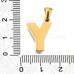 金色の304ステンレススチールペンダント  樹皮模様  文字y  18x13x2.5mm  穴：5.5x3mm&nbsp;STAS-K300-01G-Y
