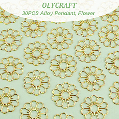 30個の合金ペンダント  ゴールドカラー  花  51x2mm&nbsp;FIND-OC0003-19C