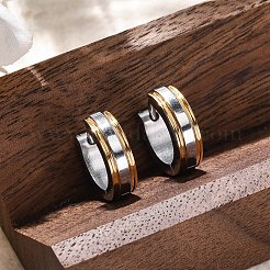304ステンレススチール研磨効果フープピアス  イオンプレーティング（ip）  ゴールデン·ステンレス鋼色  13x4mm&nbsp;EJEW-M001-18GP