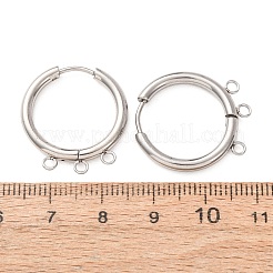 304ステンレススチール製ハギーフープピアス金具  ラウンド  3ループ付き  長持ちメッキ  ステンレス鋼色  23x21x2.5mm  穴：1.8mm&nbsp;STAS-D183-03C-P