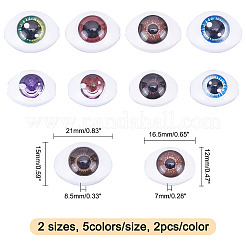 20個 10スタイル プラスチック人形用クラフトアイ  DIY ソーイングクラフト人形ぬいぐるみ  オーバル  ミックスカラー  2個/スタイル&nbsp;DIY-CA0002-30