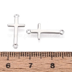 スターリングシルバーコネクターチャーム925個  宗教クロスリンク  ロジウムメッキ  プラチナ  18.5x8.5x1mm  穴：1~1.2mm&nbsp;STER-N016-98P