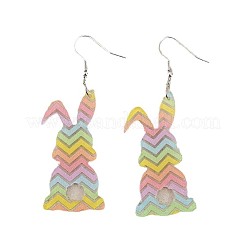 イースターのアクリルダングルイヤリング  兎  プラチナ  カラフル  71x24mm&nbsp;FS-WGE007A-02