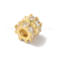 真鍮ガラスラインストーンビーズ  コラム  透明  8.5x6mm  穴：3.5mm&nbsp;KK-B098-03G-02