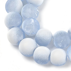 つや消しクラックルガラスビーズ連売り  ロンデル  ライトスチールブルー  6x5.5mm  穴：1mm  約145個/連  31.10''（79センチメートル）&nbsp;GLAA-U001-6mm-M14