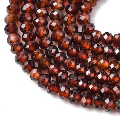 ナチュラルオレンジガーネットビーズ連売り  多面カット  ロンデル  3x2mm  穴：0.6mm  約172個/連  15.47''（39.3センチメートル）&nbsp;G-K366-F01-3x2mm