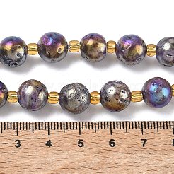 電気メッキされた天然ドルジージオードクリスタルビーズ連売り  ラウンド  シードビーズで  10~11mm  穴：0.9~1mm  約14~15個/連  7.60~7.87''（19.3~20センチメートル）&nbsp;G-G459-02K