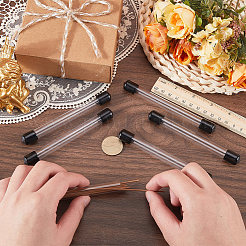 透明アクリル15個、PEプラスチックビーズ収納チューブ、黒蓋付き  線香ホルダー  コラム  壁装飾アクセサリー用PVCプラスチックステッカー2枚付き  透明  チューブ：12.7x1.2cm  内径：1.1のCM&nbsp;AJEW-CN0006-38A