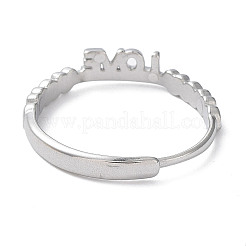 変色しない304ステンレススチールのハートと愛の文字の調節可能なリング  ステンレス鋼色  内径：17.8mm&nbsp;RJEW-D006-20P