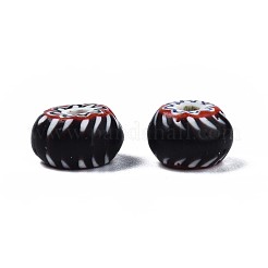 手作りミッレフィオーリランプワークビーズ  ロンデル  ココナッツブラウン  8~9x5mm  穴：1.6~2mm&nbsp;LAMP-S197-016