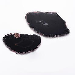 天然石瑪瑙スライスビッグペンダントトップ  染め  ブラック  50~110x27~60x5~10mm  穴：2mm  約20~40個/キログラム&nbsp;G-E022-10