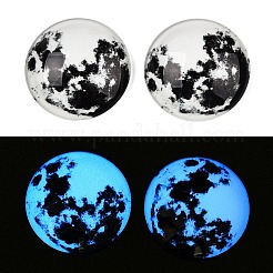 蛍光ガラスカボション  半月と月  暗闇で光るビーズ  ブラック  25x7.5mm&nbsp;GGLA-T004-12A