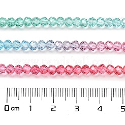 透明塗装ガラスビーズ連売り  多面カット  ロンデル  カラフル  3.7x3.2mm  穴：0.7mm  約105個/連  13.39''（34センチメートル）&nbsp;X1-DGLA-A034-T3mm-A11