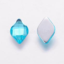台湾アクリルラインストーンカボション  バックメッキ  フラットバックと多面カット  菱形  ディープスカイブルー  11x7x3mm&nbsp;ACRT-G021-11mm-25