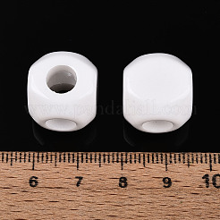 不透明なアクリルビーズ  キューブ  多面カット  ホワイト  15~16x15~16x15~16mm  穴：7mm&nbsp;SACR-T017-54A