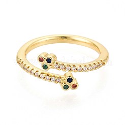 女性のための真鍮マイクロパヴェキュービックジルコニアカフリング  花  18KGP本金メッキ  内径：17mm&nbsp;KK-T071-78G