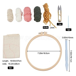 プラスチック製の DIY キット  刺繍フープ付き  はさみ  糸通し器と棒  DIYクラフトステッチアップリケ装飾用  カラフル  260x270x0.7mm&nbsp;DIY-WH0183-07