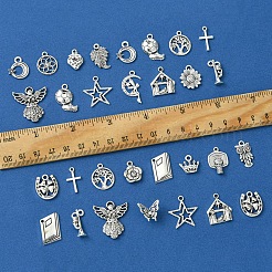 20スタイルのチベットスタイルの合金ペンダント  混合図形  アンティークシルバー  13.2~26x9~24x1~6.5mm  穴：1.3~2.5mm  4個/スタイル&nbsp;FIND-FS0002-72