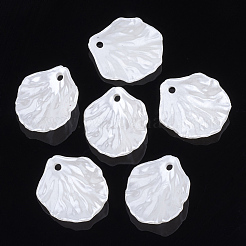 ABSプラスチックパール調ペンダント  花びら  乳白色  20x17x4mm  穴：1.8mm&nbsp;OACR-S020-12