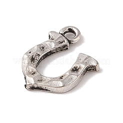 チベット風合金チャーム  カドミウムフリー＆鉛フリー  uの形状  アンティークシルバー  15x12x1.8mm  穴：1.6mm&nbsp;TIBE-Q090-29AS
