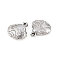 304ステンレススチールチャーム  質感のある貝殻型チャーム  ステンレス鋼色  14x13x4.5mm  穴：0.9mm&nbsp;STAS-L317-38P