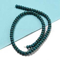 染め合成ターコイズビーズ連売り  ロンデル  ティール  6x4mm  穴：1mm  約86個/連  15.75インチ（40cm）&nbsp;G-B070-C01-01