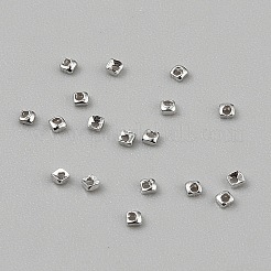 925スターリングシルバースペーサービーズ  正方形  プラチナ  1.5x1.5x0.7mm  穴：0.6mm  約100個/1g&nbsp;STER-WH0005-45P