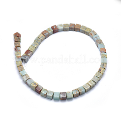 天然アクアテラジャスパービーズ連売り  印象ジャスパー  キューブ  4~4.5x4~4.5x4~4.5mm  穴：0.5mm  約89個/連  15.7インチ（40cm）&nbsp;G-I213-01-4mm