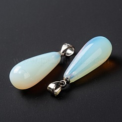 オパールペンダント  プラチナ真鍮パーツ  ティアドロップ  26.5~29x10mm  穴：2.5~3.5x4~6mm&nbsp;G-F707-17
