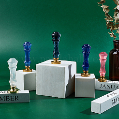 天然水晶ハンドル  ワックスシーリングスタンプ用  結婚式の招待状を作る  ミディアムブルー  7.8x2.45cm&nbsp;DIY-WH0224-87E